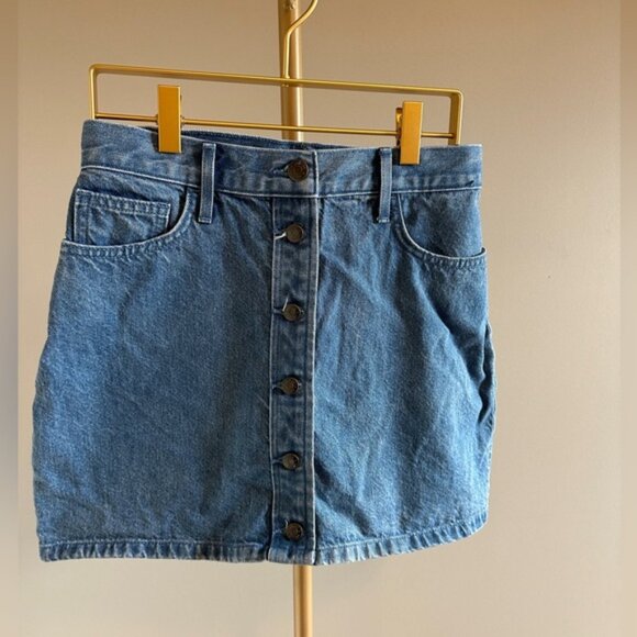 Wilfred Free Denim Mini Skirt Size 4 – Button Front Pockets Casual Classic - Picture 2 of 7